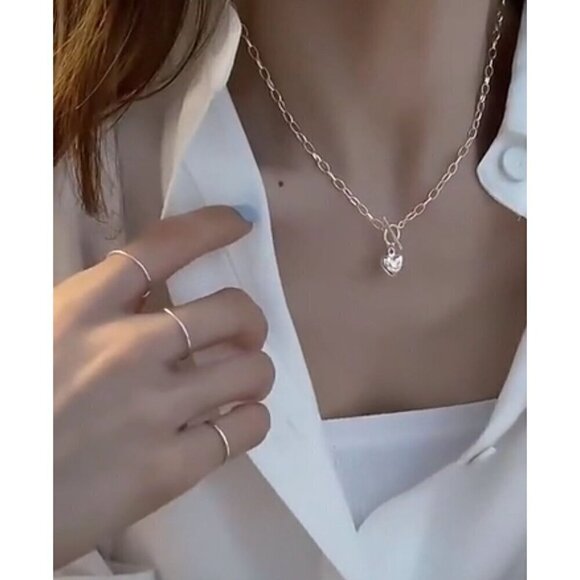 925 Sterling Silver Love Pendant Necklace - Picture 4 of 5